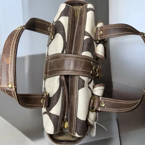 New Coach Legacy Mandy Cream & Brown Handbag Y2K - Picture 10 of 14